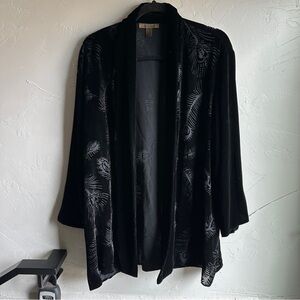 Harari Burnout Velvet Kimono Cardigan Silk Black Whimsigoth Boho One Size